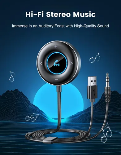 Miniatura 3 de RIWUSI Adaptador AUX Bluetooth para coche, [Plug and Play] Receptor Bluetooth 5.3, adaptador AUX de coche de 0.138 in para estéreo