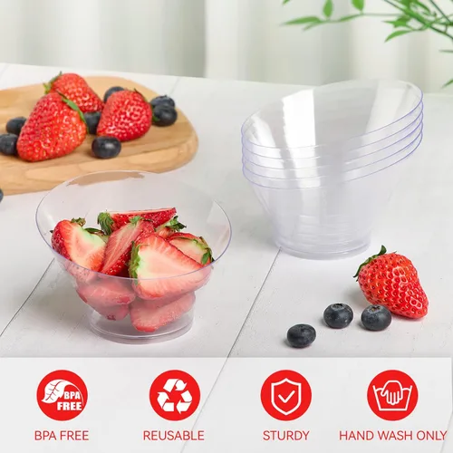 Miniatura 3 de Paquete de 20 cuencos de plástico en ángulo de 6 onzas, cuencos pequeños para dulces, cuencos desechables para postres, aperitivos, frutas, helados