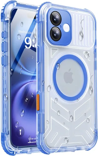 Miniatura 10 de Funda impermeable para iPhone 15 con Magsafe, protector de pantalla, cordón, IP68 militar de cuerpo completo a prueba de golpes, para deportes