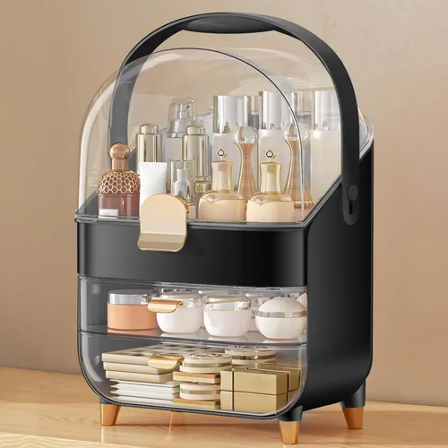 Organizador de maquillaje para encimera, soporte para cuidado de la piel, organizador de mostrador de baño, caja de almacenamiento, vitrinas de