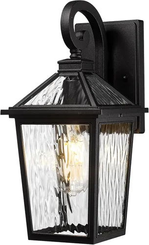 Miniatura 11 de zeyu ZX58B BK - Lámpara de porche frontal para exteriores, lámpara de pared exterior de 14 pulgadas para jardín de casa, aluminio fundido con vidrio