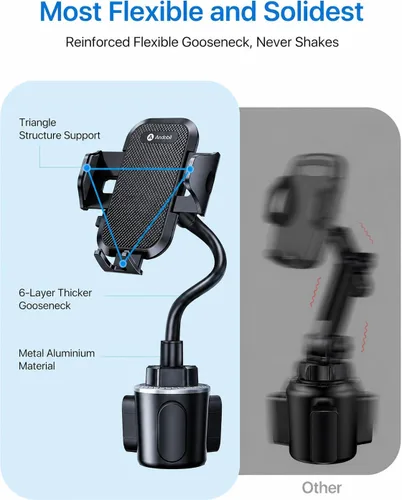 Miniatura 9 de andobil Soporte para teléfono de grado militar, [cuello de cisne de metal más sólido] Soporte universal para teléfono para tu auto, camión de golf