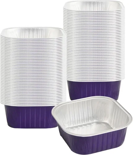 Miniatura 19 de Restaurantware - Moldes desechables, paquete de 100 tazas cuadradas de aluminio para hornear de 10 onzas - Las tapas se venden por separado, listas