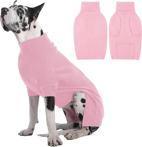 Miniatura 83 de IECOii Suéter extragrande para perro, suéteres térmicos cálidos para perros de raza gigante, ropa de punto, cuello alto de invierno, elástica