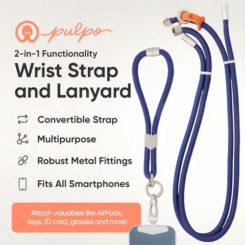 Miniatura 2 de Pulpo - Cordón antirrobo 2 en 1 para teléfono y correa de muñeca para iPhone y Android, correa ajustable para teléfono celular y correa universal