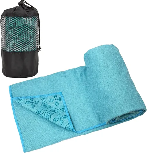 Toallas de yoga, toalla antideslizante para esterilla de yoga caliente con puntos de agarre, manta de yoga de microfibra suave súper absorbente para