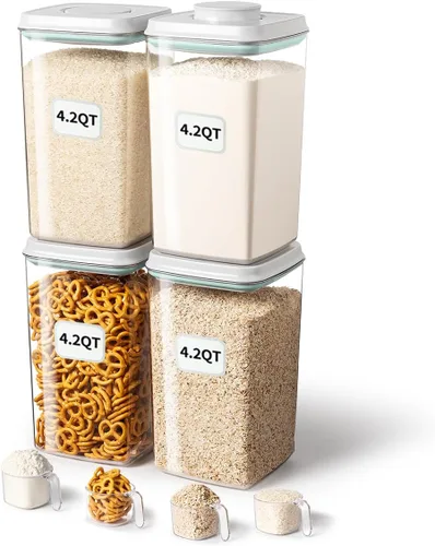 Miniatura 9 de Ankou Recipiente hermético de almacenamiento de alimentos con tapa y cuchara de 4.4 fl oz, 4 L/4.2 cuartos de galón sin BPA, contenedor de arroz