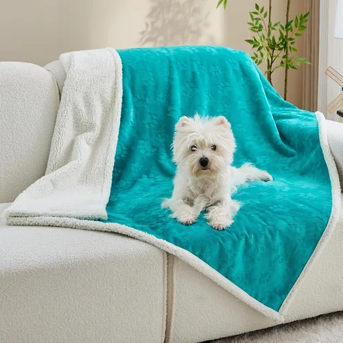 Miniatura 17 de Qeils Manta impermeable calmante para gatos de interior, manta suave y silenciosa de felpa para mascotas, manta gruesa de piel sintética de 500 GSM