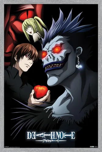 Miniatura 16 de Trends International Death Note - Póster de pared de grupo, 14.725 x 22.375 pulgadas, versión enmarcada de madera de granero