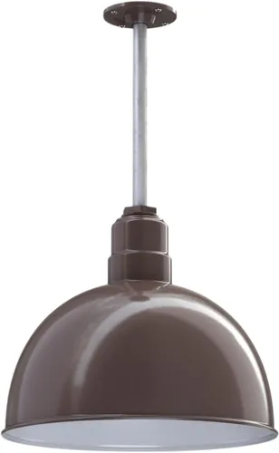 Miniatura 62 de Steel Lighting Co. Colgante de cuenco rosa Lámpara montada en el techo Cúpula de 15 pulgadas vástago de 12 pulgadas Estilo granero de acero