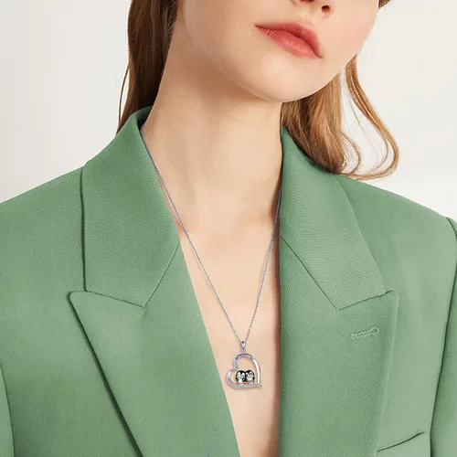 Miniatura 6 de YAFEINI Penguin Dog Gifts Sterling Silver Penguin Snowflake Necklace Heart Dog Pendant Jewelry for Women Girls Christmas Gifts