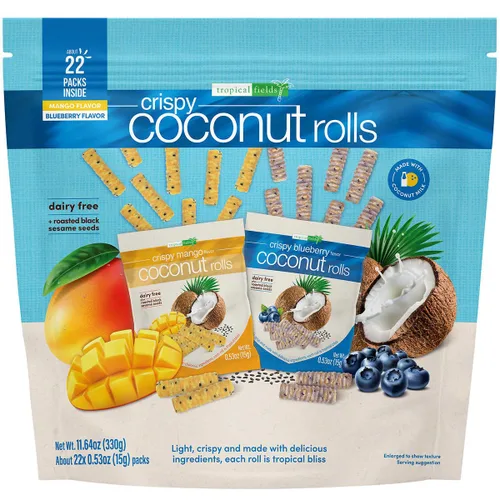 Miniatura 6 de Tropical Fields Rollos de coco crujientes (11 onzas), orgánicos, sin gluten, sin lácteos