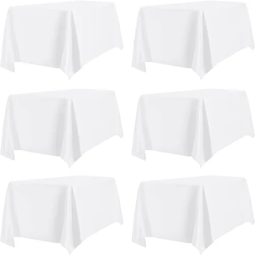 Miniatura 18 de PureFit - Juego de 6 manteles rectangulares negros de 60 x 102 pulgadas para mesas de 6 pies, manteles de lino resistentes a manchas y arrugas