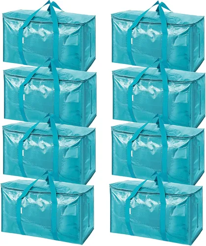 Miniatura 21 de TICONN Paquete de 2 bolsas de mudanza extra grandes resistentes con cremalleras y asas de transporte, bolsas de almacenamiento duraderas