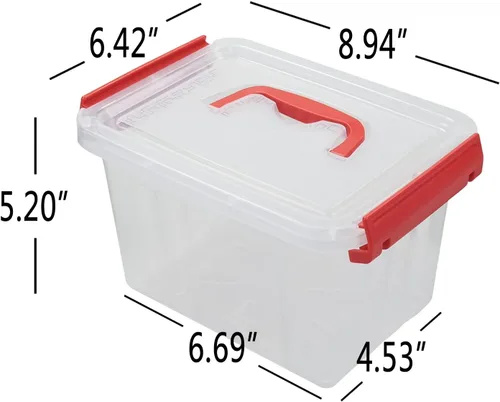Miniatura 2 de Mini caja de almacenamiento de plástico con asa, 3 cuartos de galón, paquete de 6