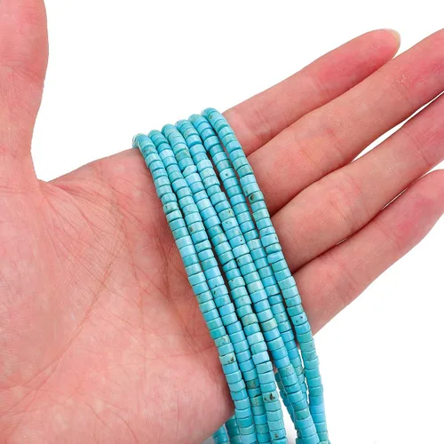 Miniatura 2 de BEADIA Cuentas Espaciadoras de Turquesa Azul Natural Semipreciosas para Hacer Joyas con Encabezados Sueltos 4mmx2mm 38cm Azul turquesa