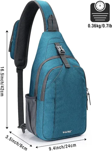 Miniatura 3 de G4Free Bolso bandolera con bloqueo RFID, mochila cruzada en el pecho, mochila para senderismo y viajes (azul turquesa)