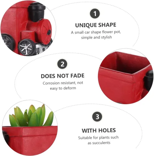 Miniatura 5 de Yardwe Maceta de escritorio de estilo minimalista, maceta de cactus para oficina, cocina, patio Rojo