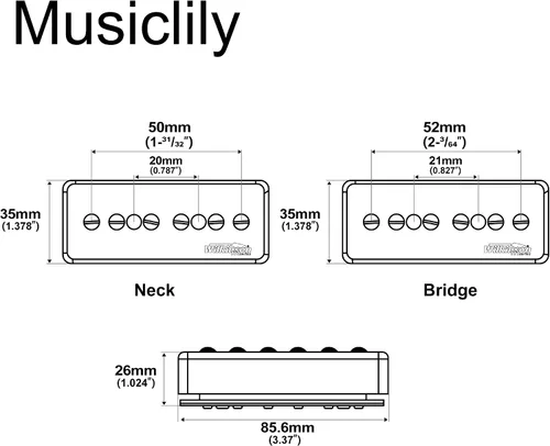 Miniatura 2 de Wilkinson M Series P90 - Barra de jabón apilada de cerámica de una sola bobina para pastillas, puente, 10K/16K para guitarra eléctrica estilo SG LP