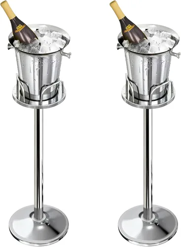 Miniatura 9 de Cubo de hielo con soporte de acero inoxidable para Navidad, cubo de hielo, cubo de vino en rejilla, cubo de hielo dorado champán para vino, cerveza