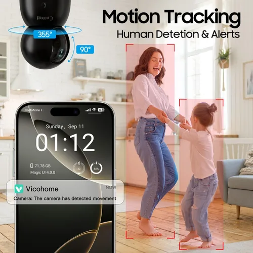 Miniatura 7 de Cámara de seguridad 2K para interiores, cámara WiFi de 2.4G y 5G para mascotas para seguridad del hogar, cámara para mascotas/perros/ancianos/bebés