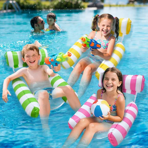Miniatura 5 de Pool Floats Kids, Meegoo Pool Lounge Chairs 3 Tubes Floaties Water Hammock Inflatable Pool Toys for Kids Ages 8-12 for Summer Party Beach Vacation
