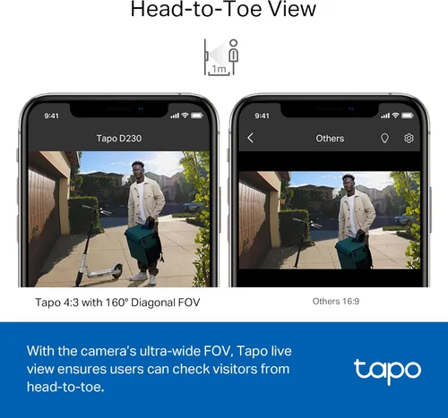 Miniatura 4 de Tapo TP-Link - Cámara de timbre de video inteligente, con timbre incluido, 2K 5MP, visión nocturna en color, audio bidireccional, detección AI