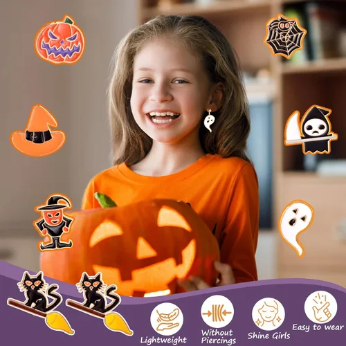 Miniatura 7 de Clip On Earrings Hypoallergenic Clips Earrings Sets Suitable for Ages 4-12 Little Girls, Cute Small Clips On Earrings Jewelry Gifts Set