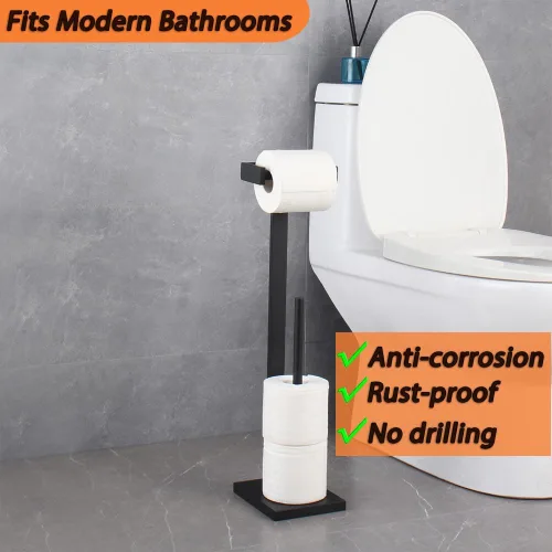 Miniatura 2 de GERZWY Baño libre titular de papel higiénico titular de papel higiénico para baño SUS 304 acero inoxidable, negro mate DZY005-BK