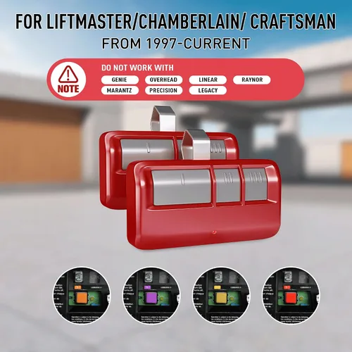 Miniatura 2 de Control remoto universal para abre-puerta de garaje con clip para visera, para abre-puertas LiftMaster/Chamberlain/Craftsman, adecuado para botones