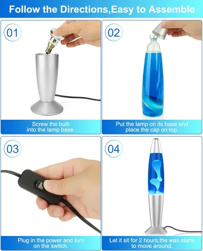 Miniatura 7 de Lámpara de movimiento LED azul para adultos y niños, lámparas de movimiento líquido con flujos de cera blanca, luz nocturna para decoración