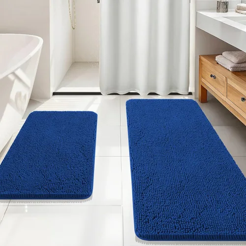 Miniatura 162 de OLANLY Juego de alfombras de baño de 2 piezas, alfombras de baño de chenilla suave y absorbente y alfombra de contorno en forma de U para inodoro