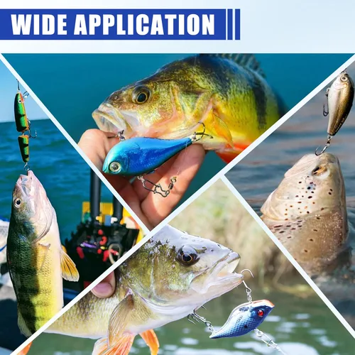 Miniatura 7 de Kit de anzuelos de pesca de acero de alto carbono, juego de anillos de pesca agudos fuertes y afilados para trucha, lubina, señuelos de bagre, cebos