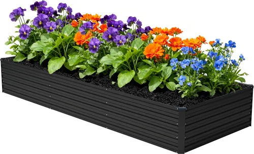 Miniatura 13 de Foxlang 4x3x1 pies (2 paquetes) Cama de jardín elevada galvanizada, juego de jardinera al aire libre de metal para patio, caja de maceta