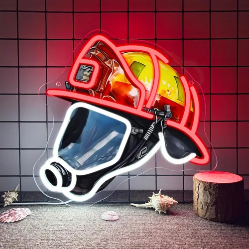 Miniatura 13 de Mutank Letrero de neón para casco de extinción de incendios, luz de neón de arte pop alimentada por USB, LED, regulable, para decoración de pared
