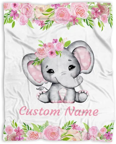 Miniatura 17 de Manta de bebé personalizada con nombre, manta personalizada con nombre de elefante, regalos para recién nacidos, mantas súper suaves para cama