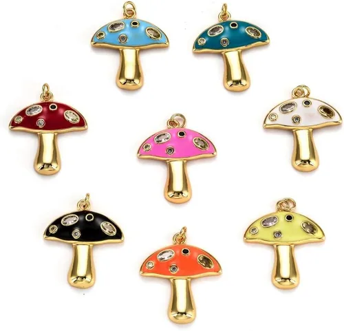 Miniatura 12 de Ipotkitt - 20 piezas de dijes de cobre con circonita cúbica micropavé en forma de flor con anillo de salto, dijes con forma de planta y flor