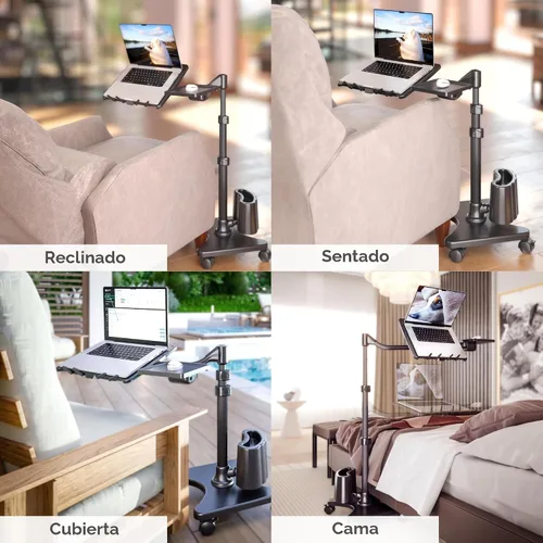 Miniatura 6 de LEVO G2-801 Deluxe - Soporte rodante para laptop con bandeja para ratón, color bronce y negro