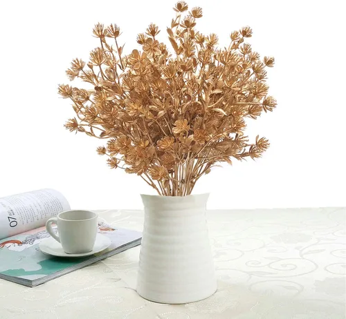 Miniatura 7 de Plantas artificiales Golden Baby Breath Gypsophila, para decoración de Navidad, plantas falsas, arbustos de helecho, arbustos sintéticos, Aliento
