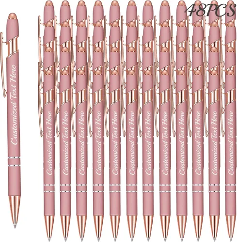 Miniatura 33 de Aolun 108 bolígrafos personalizados al por mayor con stylus grabado, bolígrafos personalizados, metal suave al tacto, grabado de nombre, logotipo