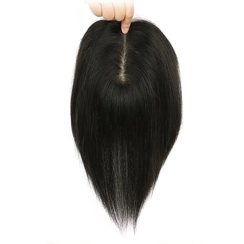 RemeeHi Pelo humano real PU similar a la base de seda 12x14 mujeres Topper o tupé Wiglet Top Thin Loss Hairpiece 7.9 in/8 pulgadas marrón