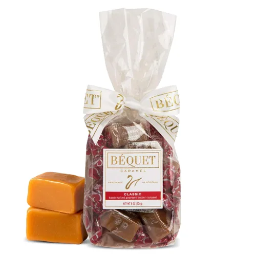 Béquet Caramel - Clásico - Caramelo envuelto individualmente - Caramelo gourmet - Hecho en Montana - Kosher (Estrella D) y sin gluten - Bolsa de