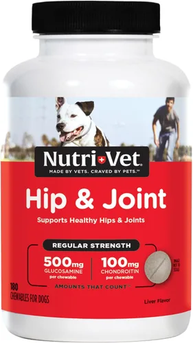 Miniatura 11 de Nutri-Vet Suplementos para perros de fuerza regular para cadera y articulaciones, formulados con glucosamina condroitina, suministros para mascotas