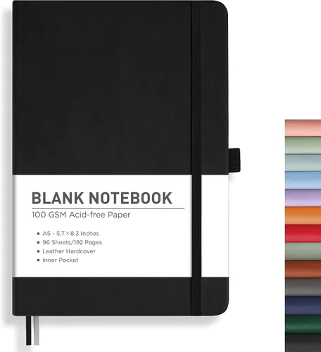 Miniatura 24 de RETTACY Cuaderno rayado, 192 páginas numeradas, tamaño A5 mediano (5.7 x 8.3 pulgadas), para hombres y mujeres, para hacer notas, escritura, trabajo