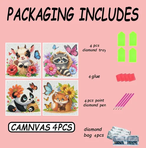 Miniatura 5 de Kits de Arte de Diamantes para Niños - Paquete de 4 Pinturas de Arte de Diamantes para Niños - Artes y Manualidades para Niños de 8 a 12 Años