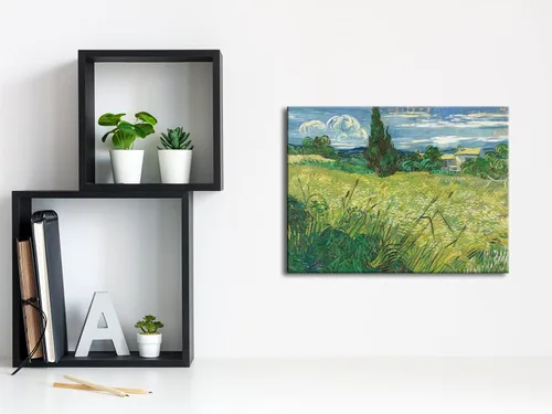 Miniatura 4 de Wieco Art Green Field 1889 - Lienzo decorativo clásico de Van Gogh, arte de pared estirado listo para colgar para decoración de oficina en casa