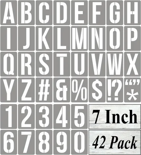 Miniatura 12 de Plantillas de letras del alfabeto de 12 pulgadas para pintar, paquete de 42 plantillas de letras y números con letreros para pintar sobre madera