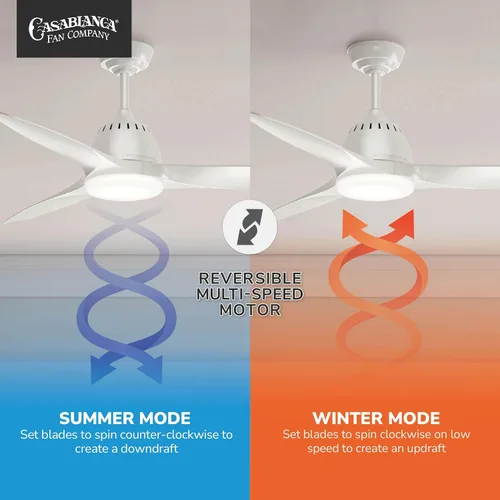 Miniatura 8 de Casablanca Fan Company 59284 Ventilador de techo Wisp de 52 pulgadas con luz con control remoto de mano, grande, acabado blanco fresco