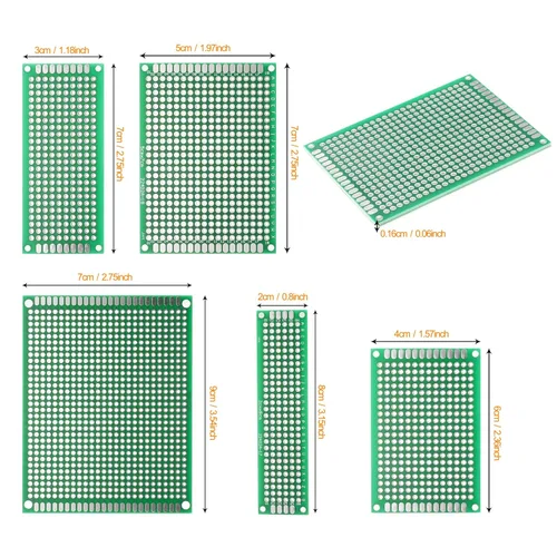 Miniatura 2 de Kit de placas de circuito PCB para prototipos de placa PCB de 40 piezas 5 tamaños universales perforados perforados placas de circuitos impresos