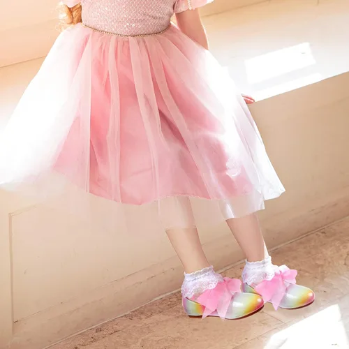 Miniatura 6 de ADAMUMU Zapatos de vestir para niña de las flores, zapatos para desmalezar lindos zapatos Mary Jane de encaje flore ballet planos para caminar
